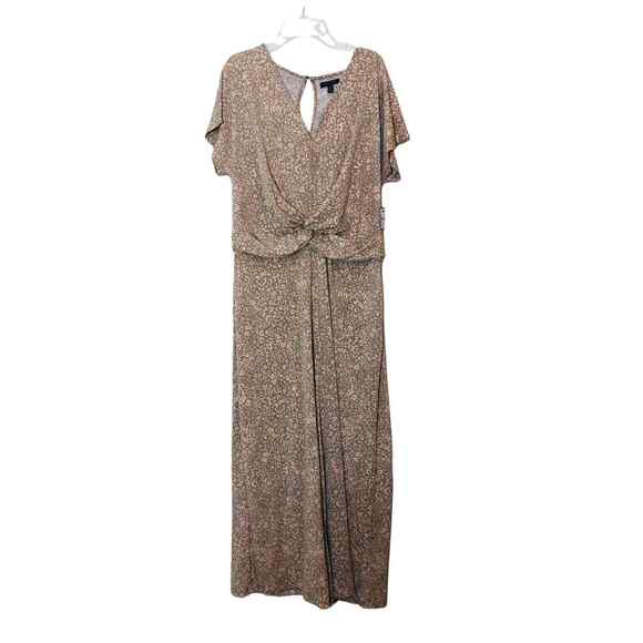 NWT Madison Womens Animal Print Romper Jumpsuit Wide Leg Relaxed Fit Coral XL - Picture 1 of 7